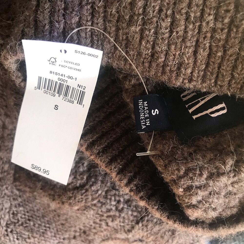 NEW Gap Knit Turtleneck Cotton Wool Alpaca Brown Sweater Women's Size S NWT $90 - Picture 6 of 7